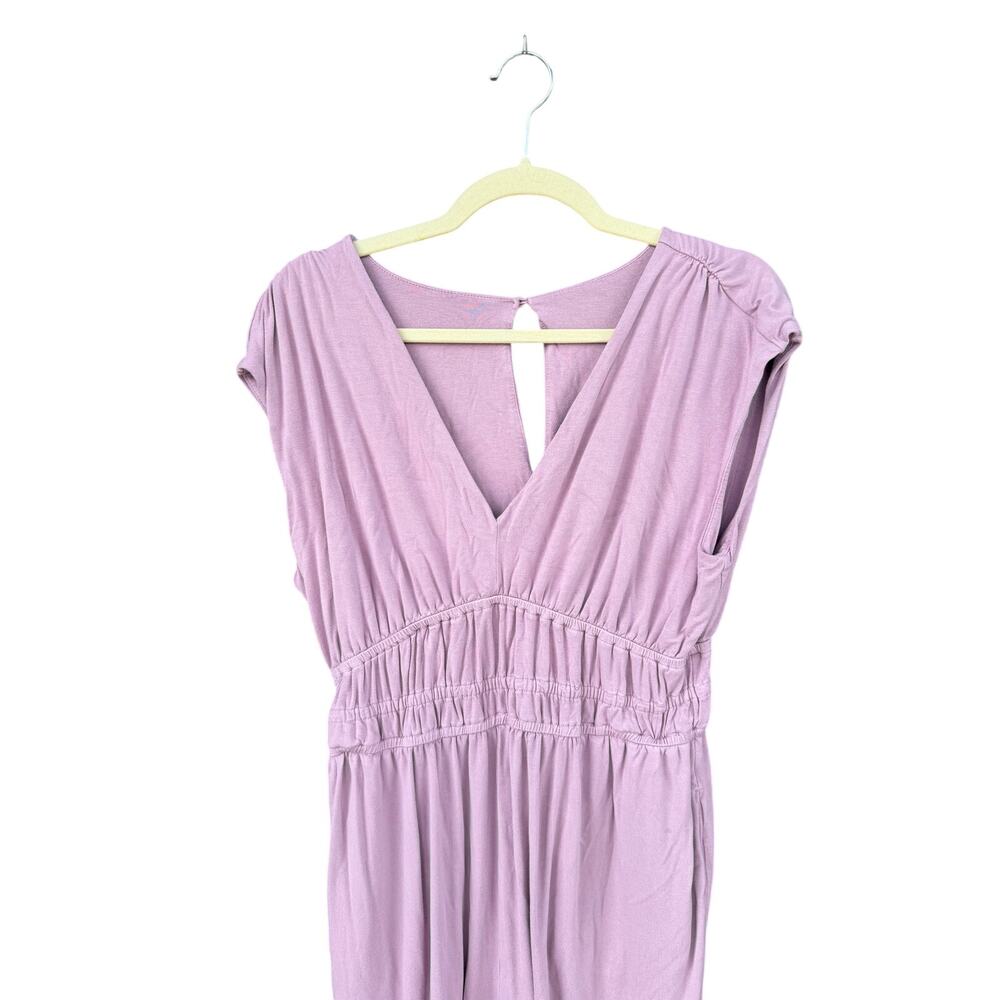 Old Navy Mauve Sleeveless Smocked Waist V Neck Wide Leg Jumpsuit M - Picture 2 of 5